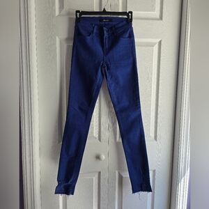 J Brand Blue Ripped Raw Edge High Rise Jeans Size 23 Length 37.5in